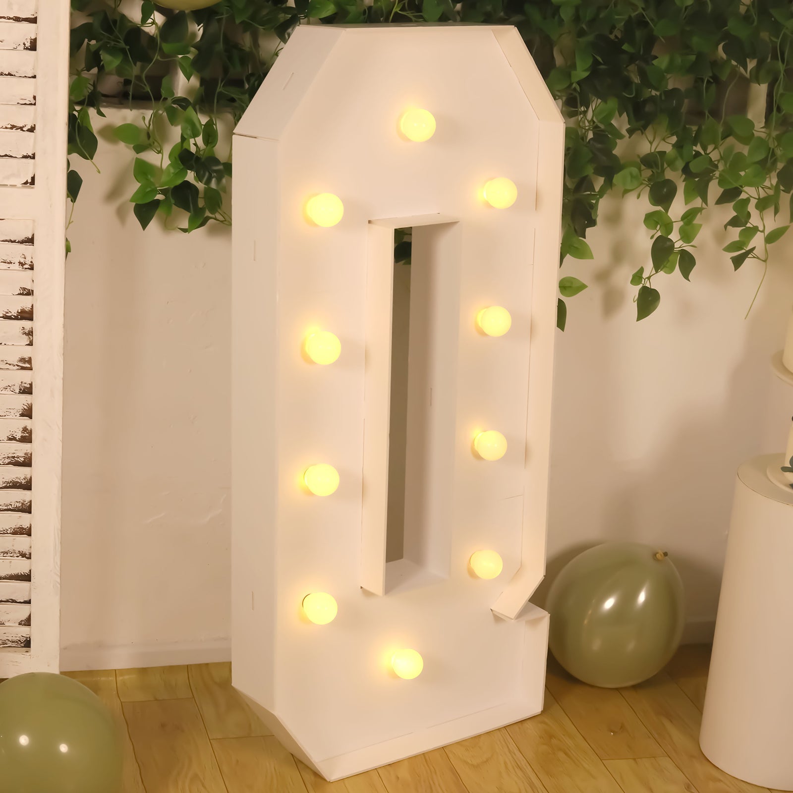 Giant LED Marquee Light Up Letter "Q", White 4ft Pre-Cut Foam Board with 10 Warm White Battery Operated LEDs, Glue Gun and Sticks