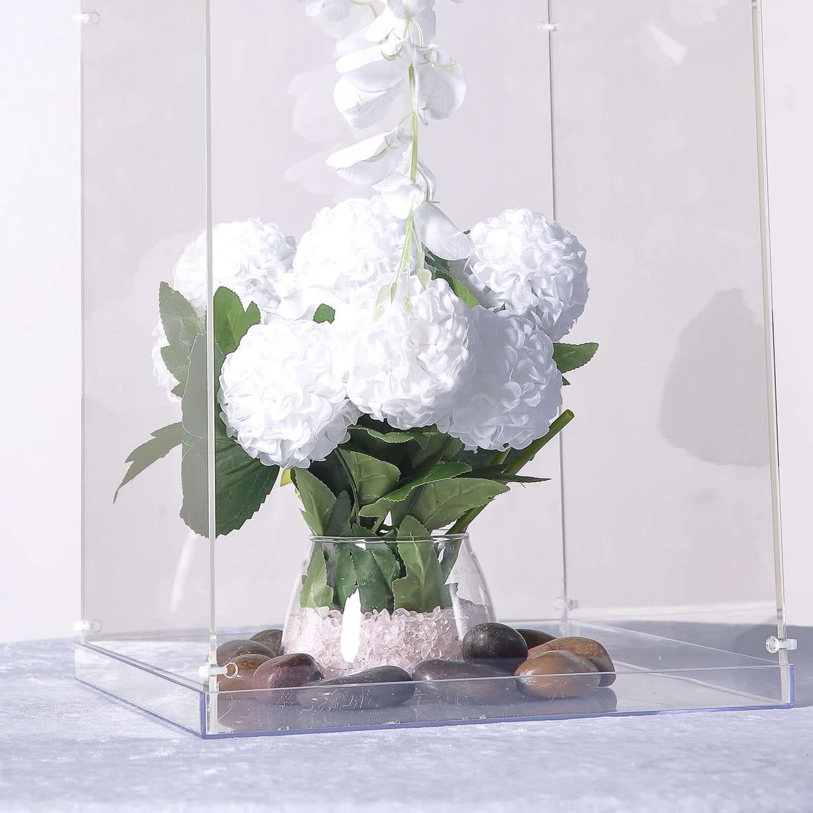 12" Clear Mirrored Acrylic Display Box, Transparent Pedestal Riser with Interchangeable Lid and Base