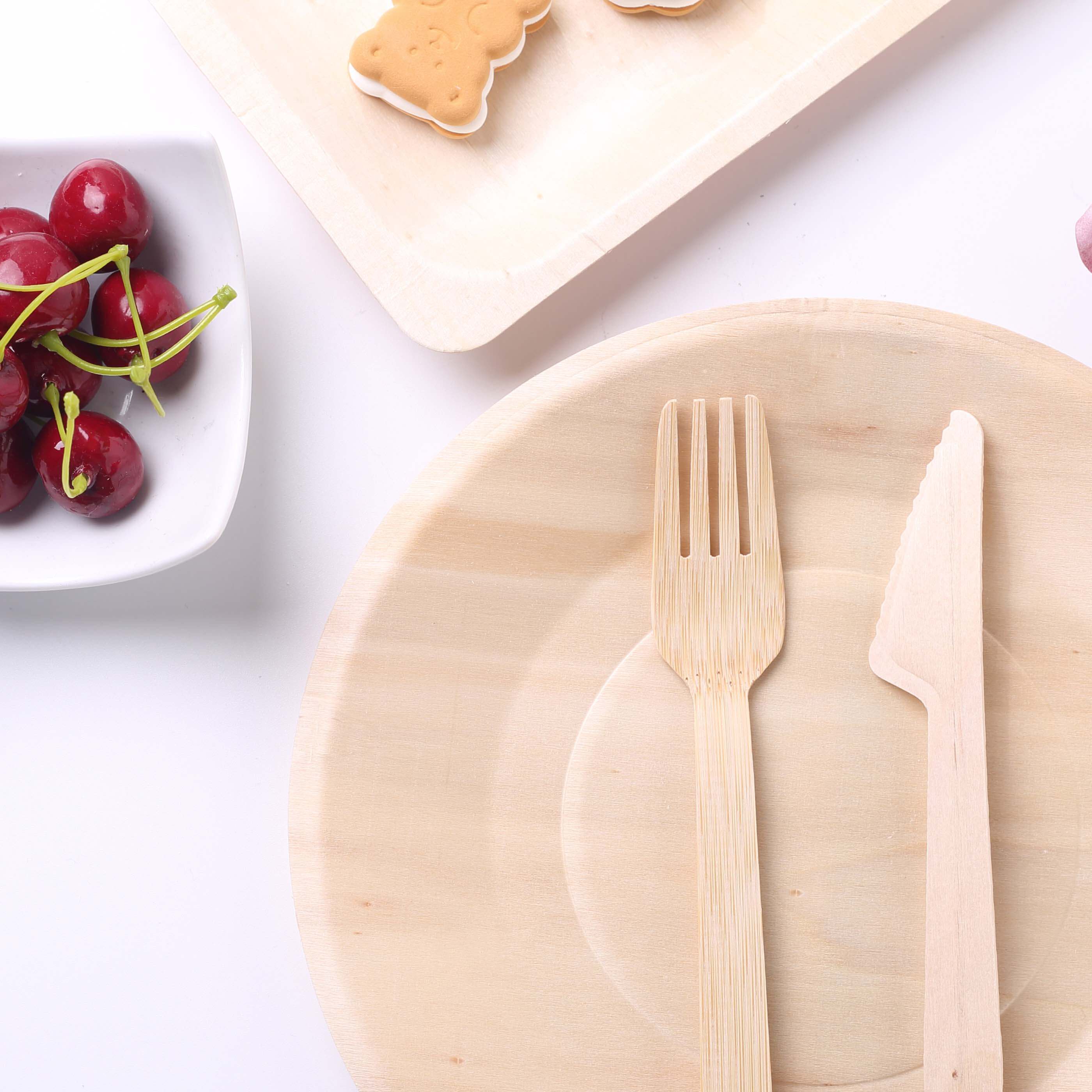 25-Pack Birchwood 9" Round Dinner Plates - Natural Eco Friendly Wooden Disposable Plates for Farmhouse-Style Events, Parties & Gatherings