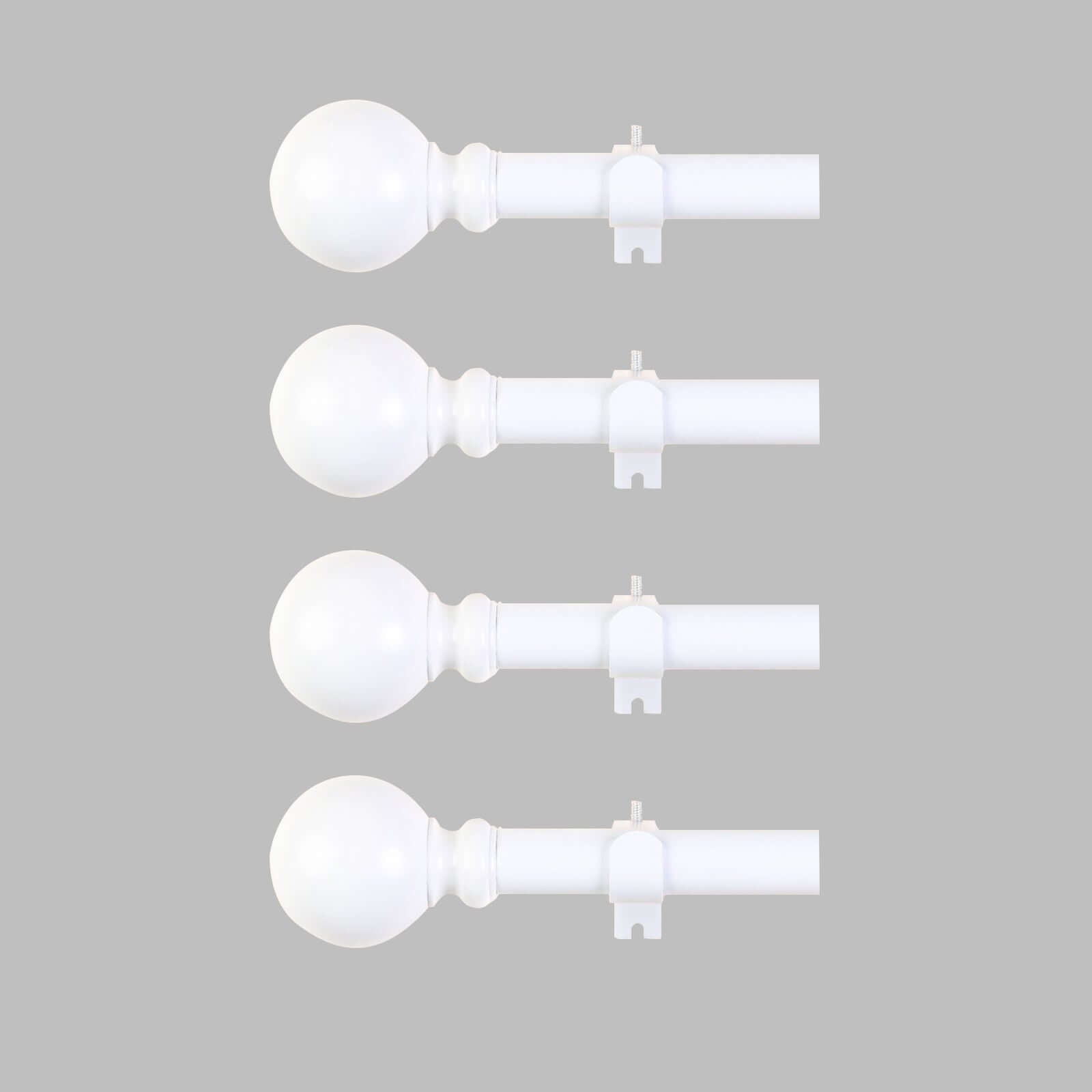 42"-126" Adjustable Curtain Rod Set, White, Round Finials