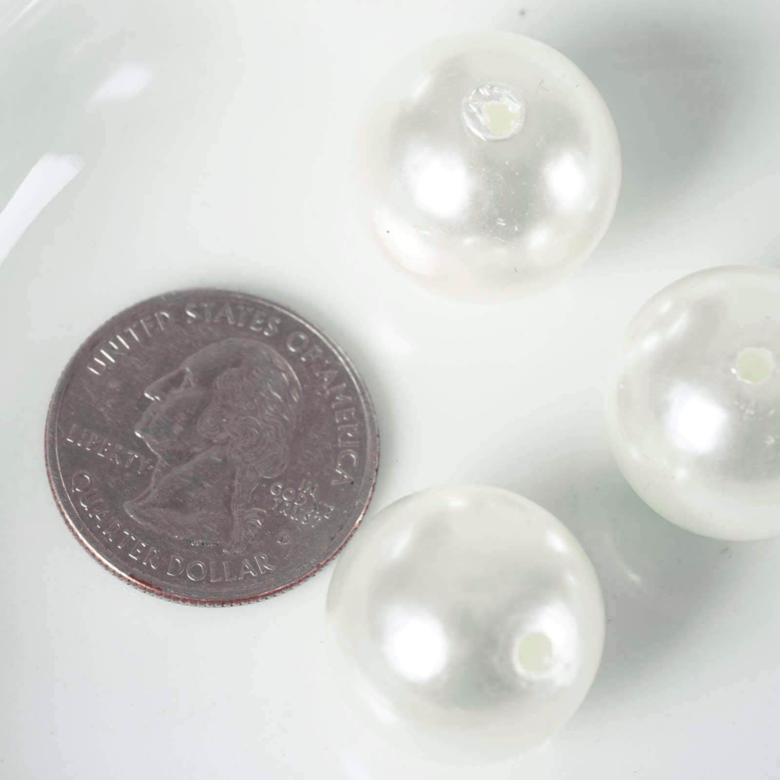 120-Pack Faux Craft Pearl Beads White - Glossy Beads with Holes for Vase Filler Jewelry Making Bridal Accessories & Event Decor 20mm