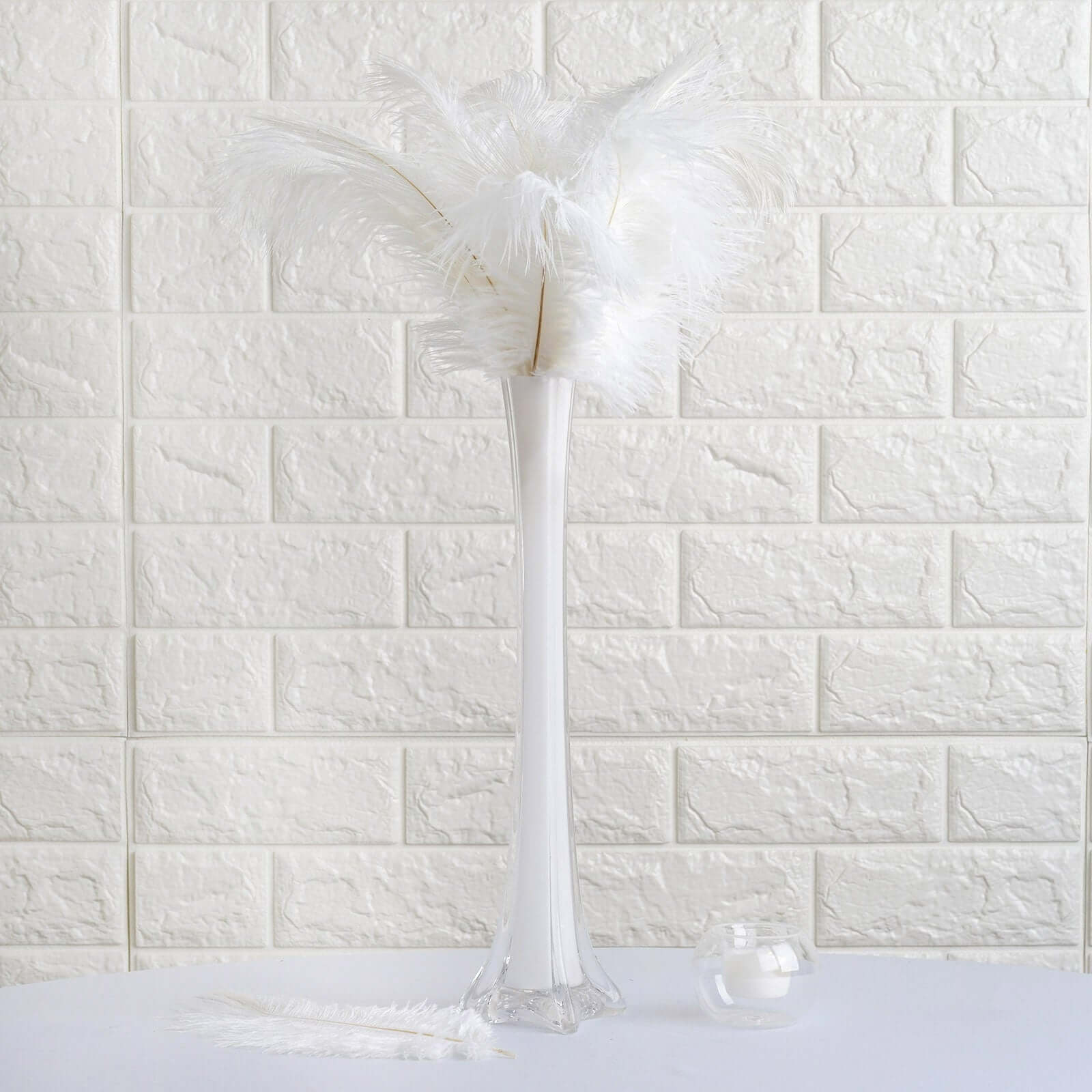 12 Pack 13"-15" White Natural Plume Real Ostrich Feathers, DIY Centerpiece Fillers