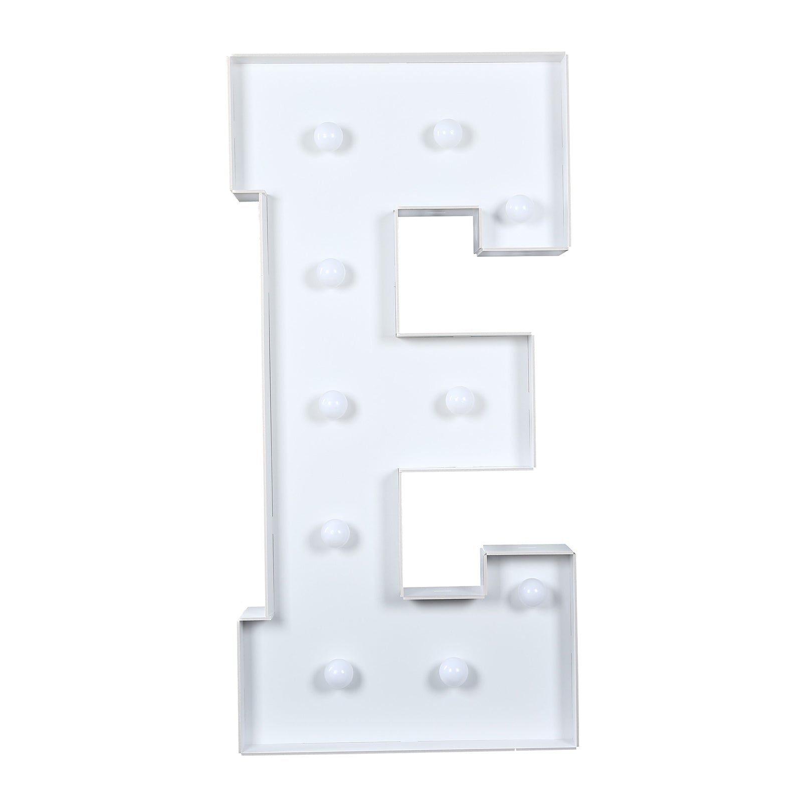 Giant LED Marquee Light Up Letter "E", White 4ft Pre-Cut Foam Board with 10 Warm White Battery Operated LEDs, Glue Gun and Sticks