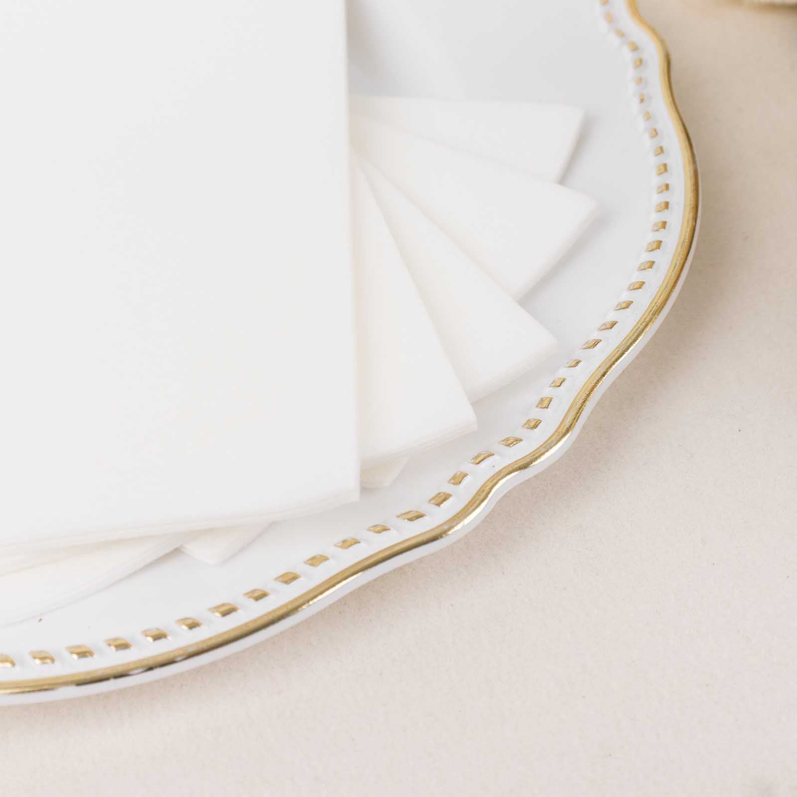 20-Pack Paper Linen-Like Napkins White - Disposable Hygienic Airlaid Guest Towels 8.5"x4"