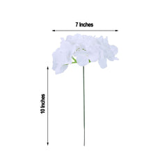 10 Flower Head and Stems White Artificial Satin Hydrangeas, DIY Arrangement