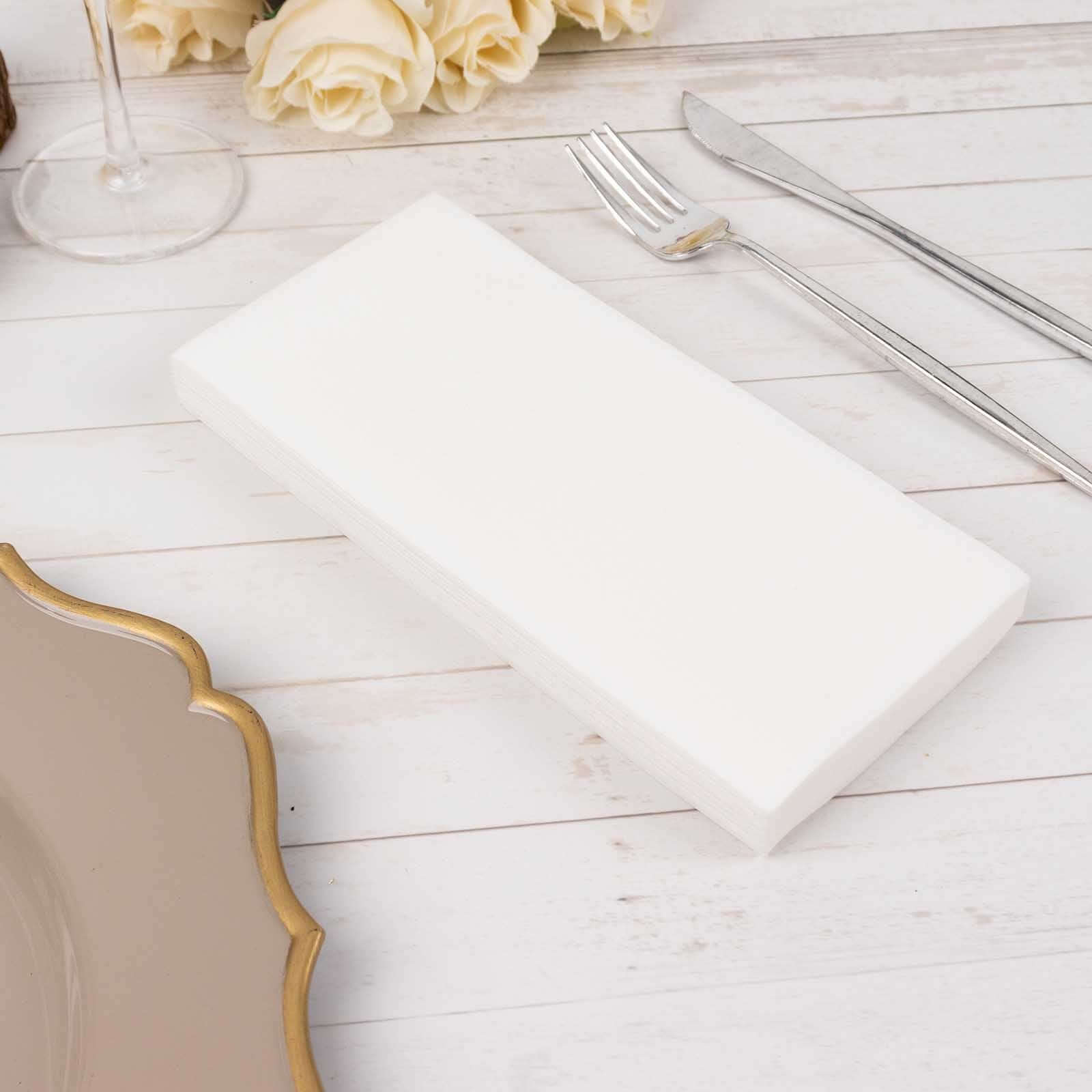 20-Pack Paper Linen-Like Napkins White - Disposable Hygienic Airlaid Guest Towels 8.5"x4"