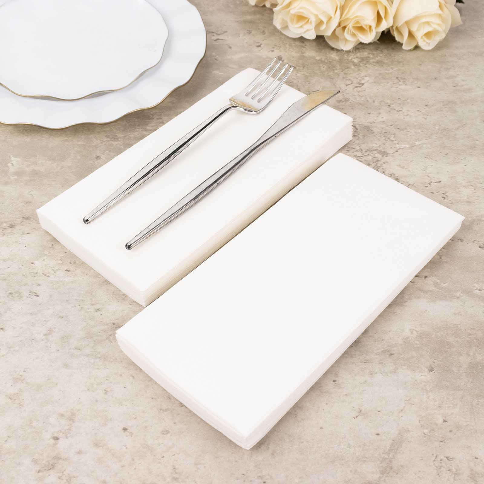 20-Pack Paper Linen-Like Napkins White - Disposable Hygienic Airlaid Guest Towels 8.5"x4"