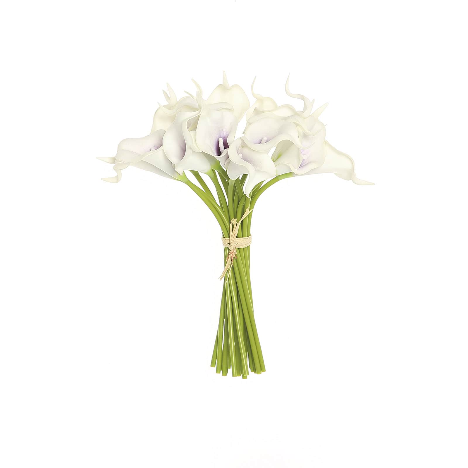 20 Stems 14" White Purple Artificial Poly Foam Calla Lily Flowers