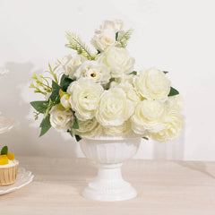 4-Pack Plastic Flower Pot Vases Roman Style White - Classic Floral Urn Planter Table Centerpieces 6"