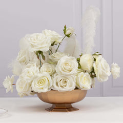 3-Pack Plastic Footed Compote Bowl Flower Vases Roman Style Gold - Round Decorative Pedestal Table Centerpieces 10"