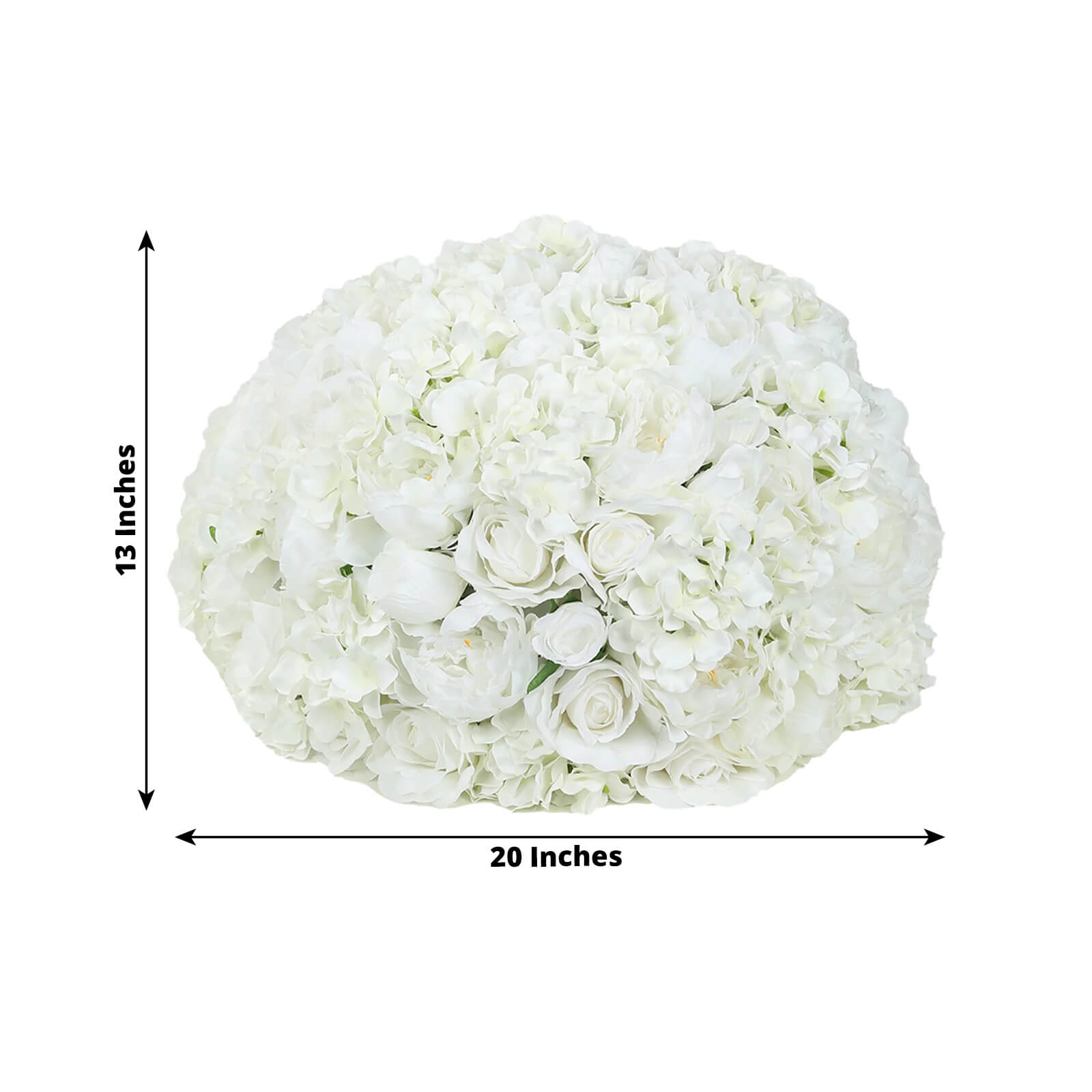 Pre-Arranged Silk Rose Bouquet Floral Arrangement Table Decor, Large Ivory Artificial Rose Flower Balls Wedding Centerpieces - 20"
