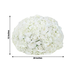 Pre-Arranged Silk Rose Bouquet Floral Arrangement Table Decor, Large Ivory Artificial Rose Flower Balls Wedding Centerpieces - 20"