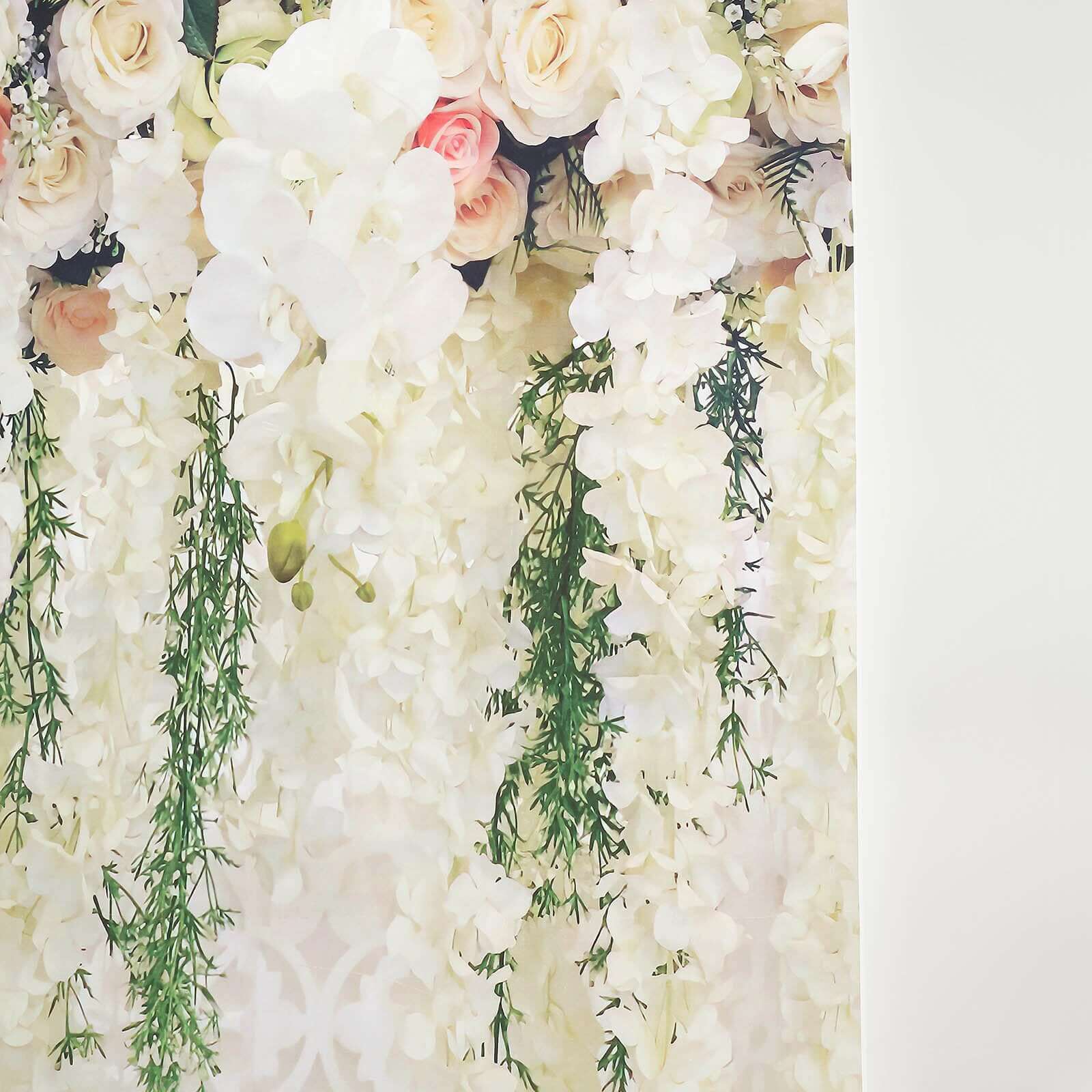 8ftx8ft White Rose and Flowers Floral Print Vinyl Photography Backdrop