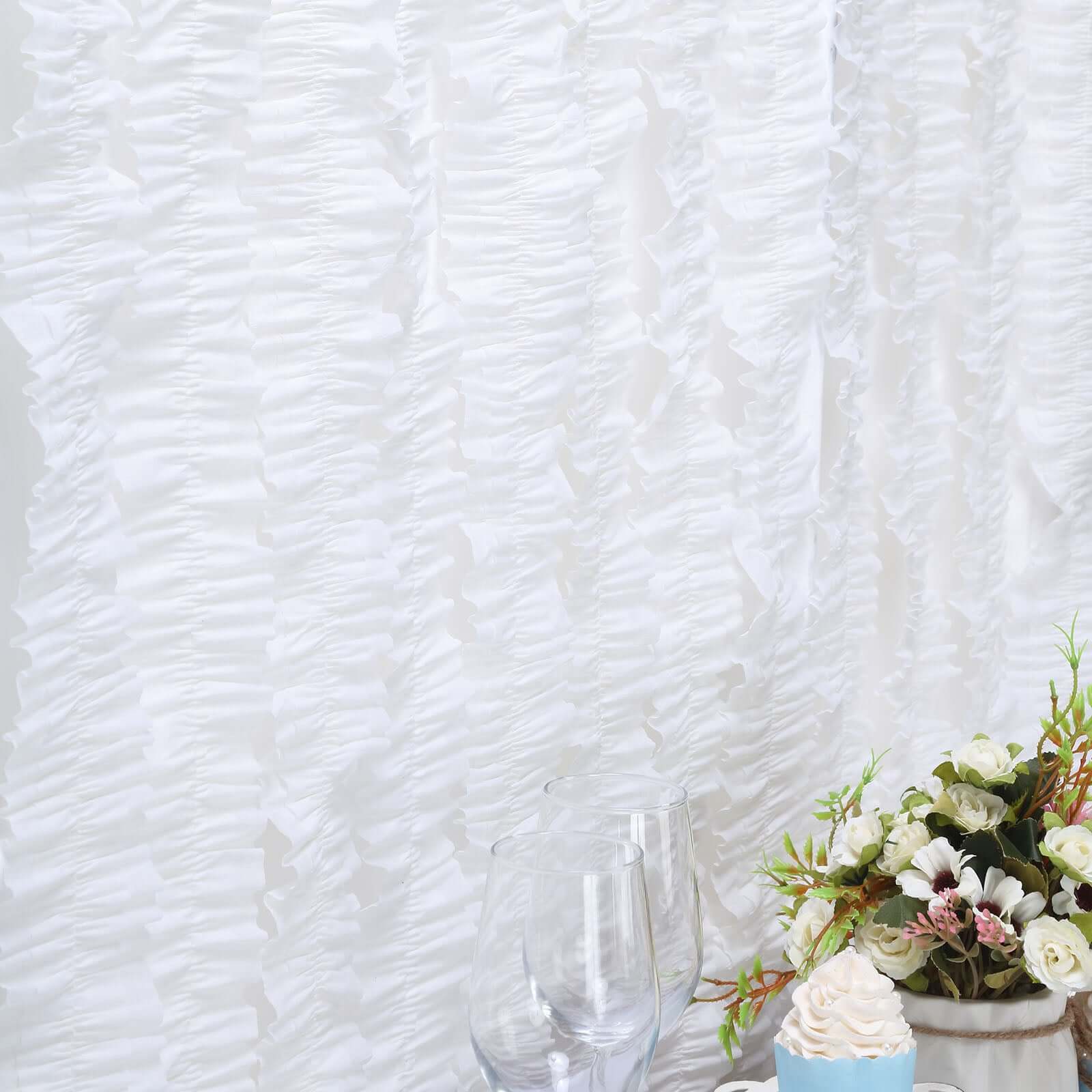 3 Pack 28ft White Ruffled Paper Streamer Rolls, Crepe Tissue Party Decorations