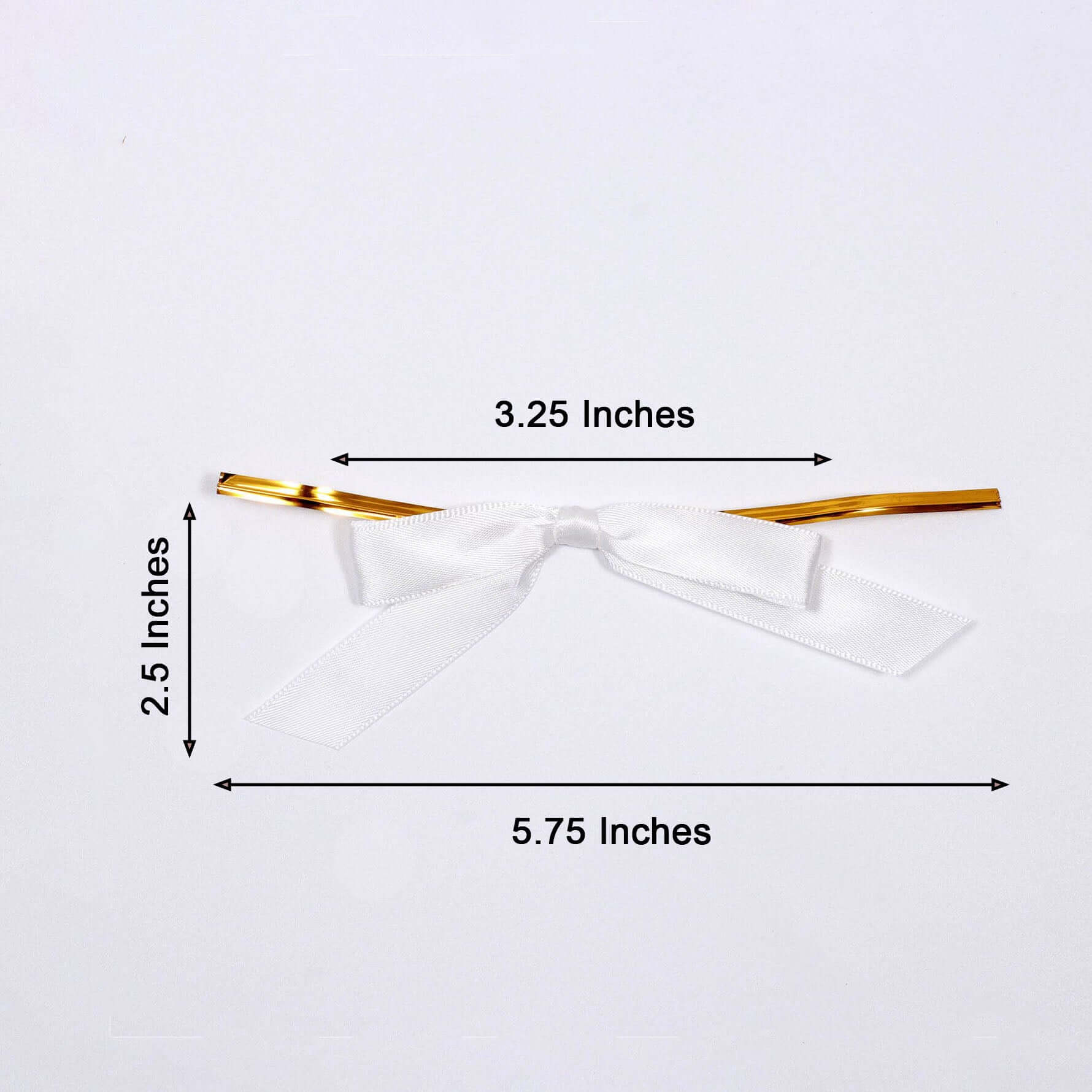 50 Pcs 3" Satin Ribbon Bows With Twist Ties, Gift Basket Party Favor Bags Decor - White Classic Style