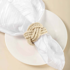 4 Pack Rustic Cream Burlap Napkin Rings, Handmade Braided Jute Napkin Holders