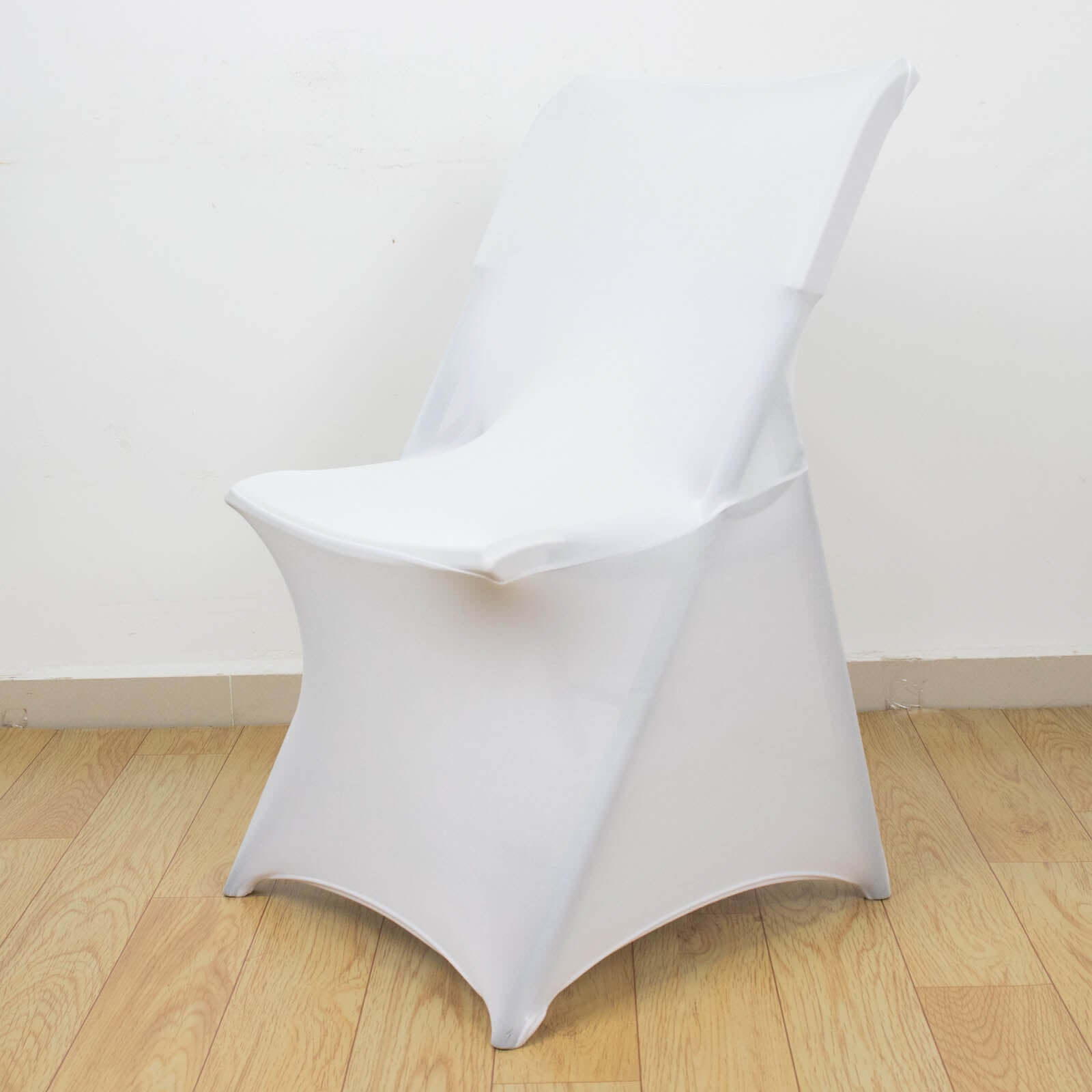 Stretch Spandex Chair Cover White for Lifetime Folding Chairs - Wrinkle Resistant Snug Fit Slipcover with Foot Pockets for Sophisticated Event Styling