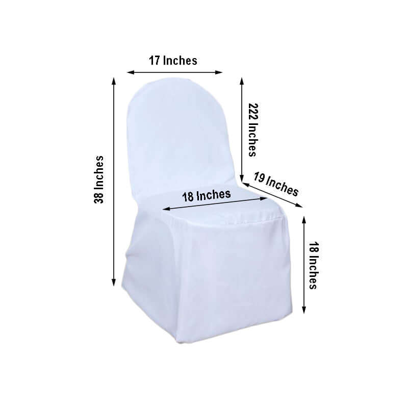 Polyester Slip On Banquet Chair Covers White - Stain-Resistant Reusable Durable Fabric
