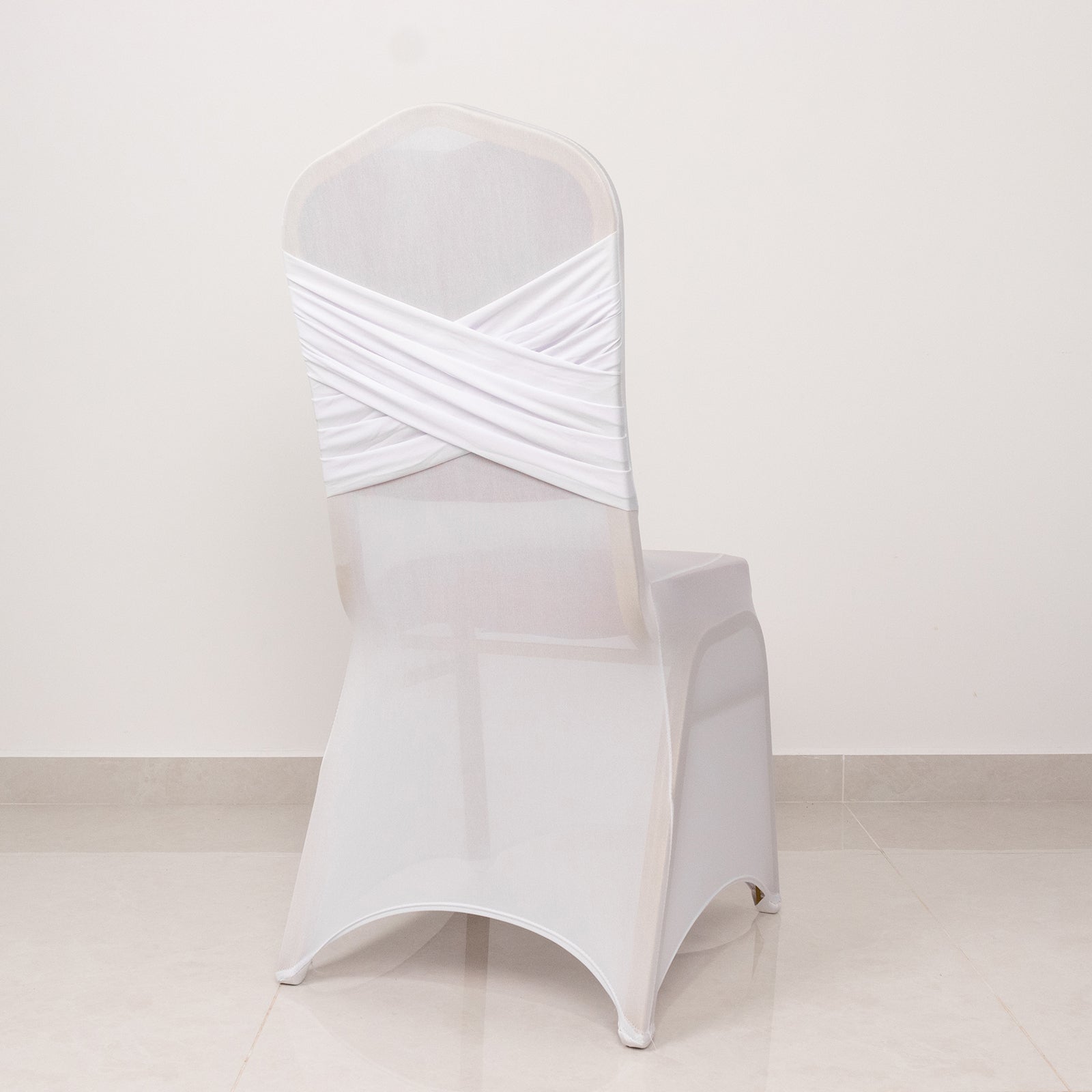 Spandex Chair Cover Madrid Style for Banquet Chairs White - Stylish Stretch 180GSM Fitted Slipcover for Weddings