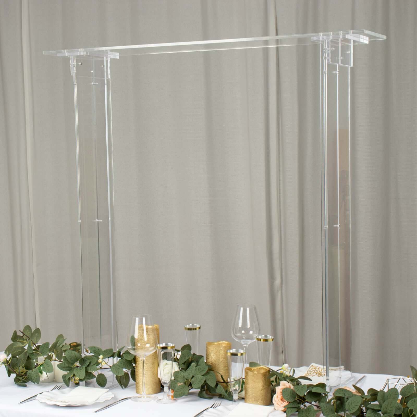 Acrylic Flower Stand Rectangular Design Clear - Decorative Floral Frame Table Centerpiece for Events 40"