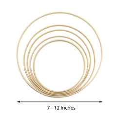 Set of 5 Natural Wooden Rings for Crafts, Floral Hoop Wreath