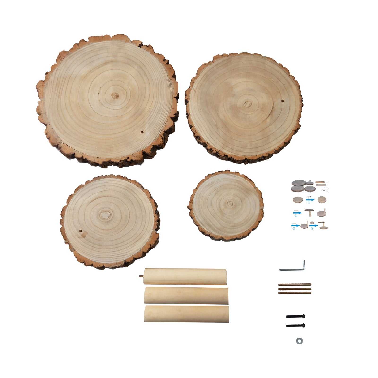 4-Tier Wooden Cupcake Tower Stand Rustic Natural Wood Slice Design - Farmhouse Style Dessert Display 29"