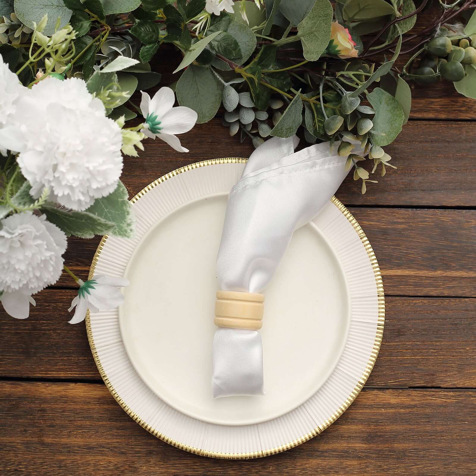 4 Pack Eco Friendly Natural Wooden Napkin Holder Rings, Disposable