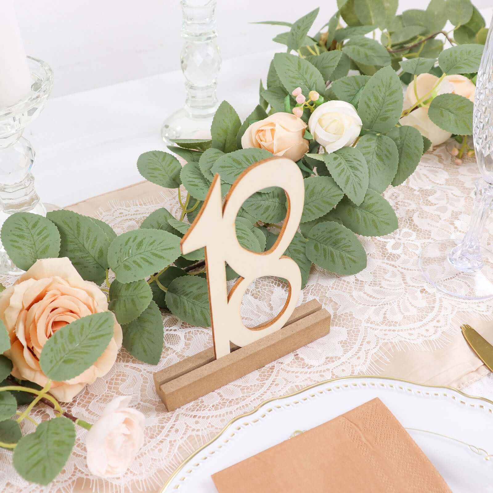 20-Pack Wooden Wedding Table Numbers Natural 1-20 with Holder Base - Perfect Rustic Signs for Receptions 6"