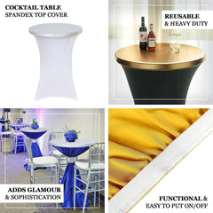 Spandex Cocktail Table Top Cover Fitted Metallic Silver - Stretchy & Wrinkle Free Topper
