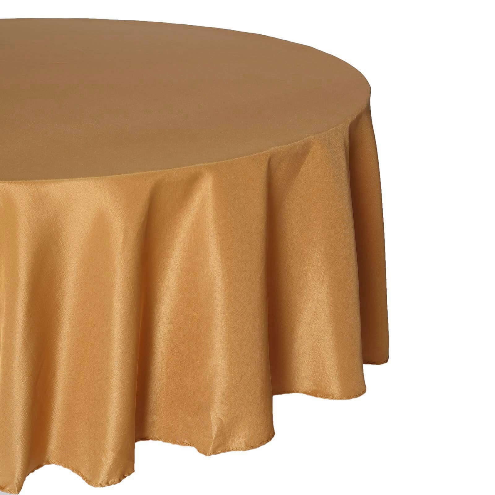 Polyester 132" Round Tablecloth Gold - Seamless Chic Design for Grand Celebrations