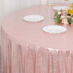 Sequin Dots Polyester Round 120" Tablecloth Rose Gold - Wrinkle Free & Sparkling Table Cover