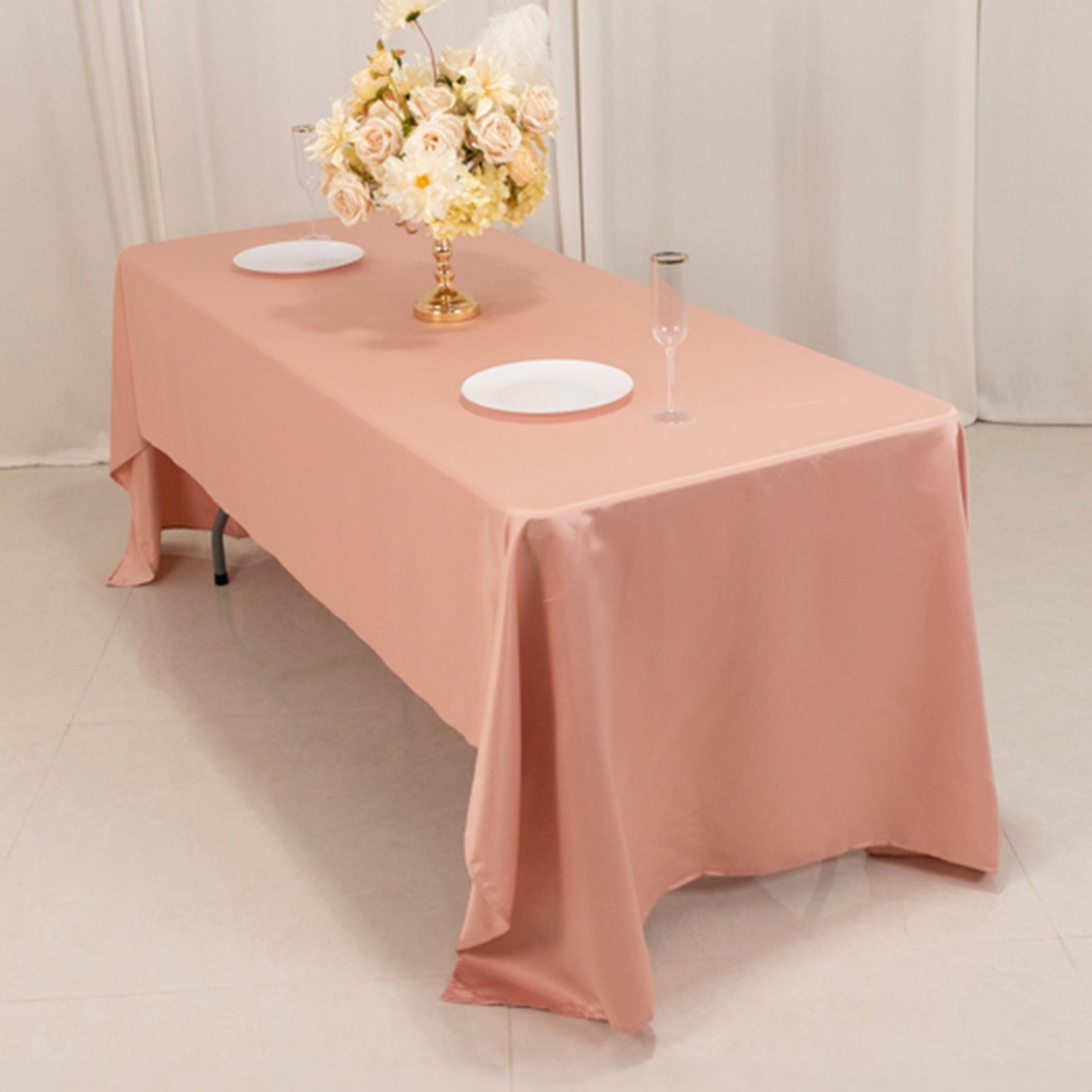 Lamour Satin 60"x126" Rectangle Tablecloth Dusty Rose - Soft & Silk-Like Table Cover