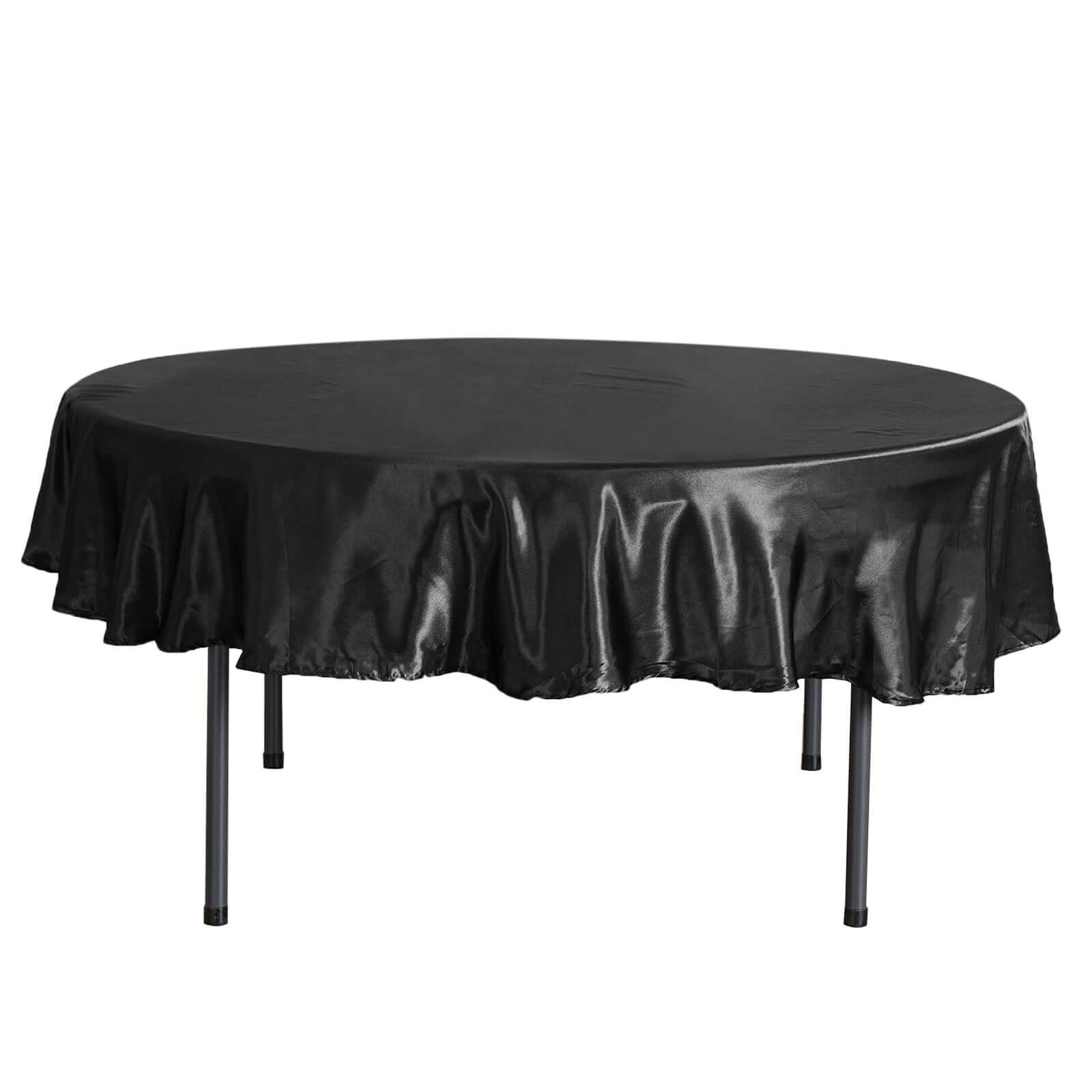 Satin 90" Round Tablecloth Black - Smooth and Lustrous Table Cover
