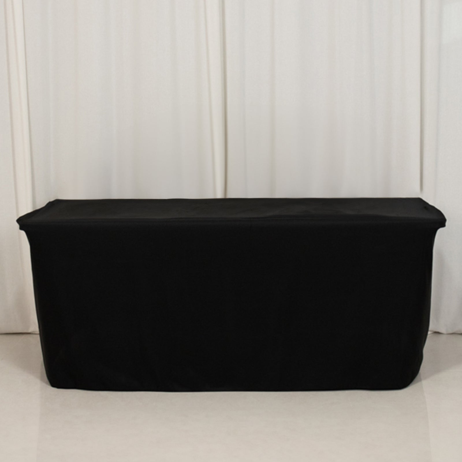 Fitted Polyester 72"x24"x30" Rectangle Tablecloth Black - Perfect Fit for Special Size Tables