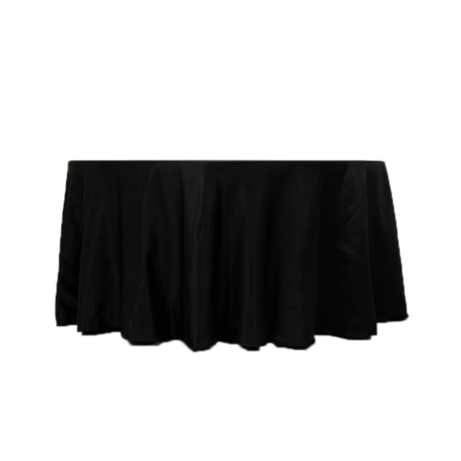 Lamour Satin 120" Round Tablecloth Black - Seamless Table Cover with Soft Tempered Sheen for Upscale Gatherings