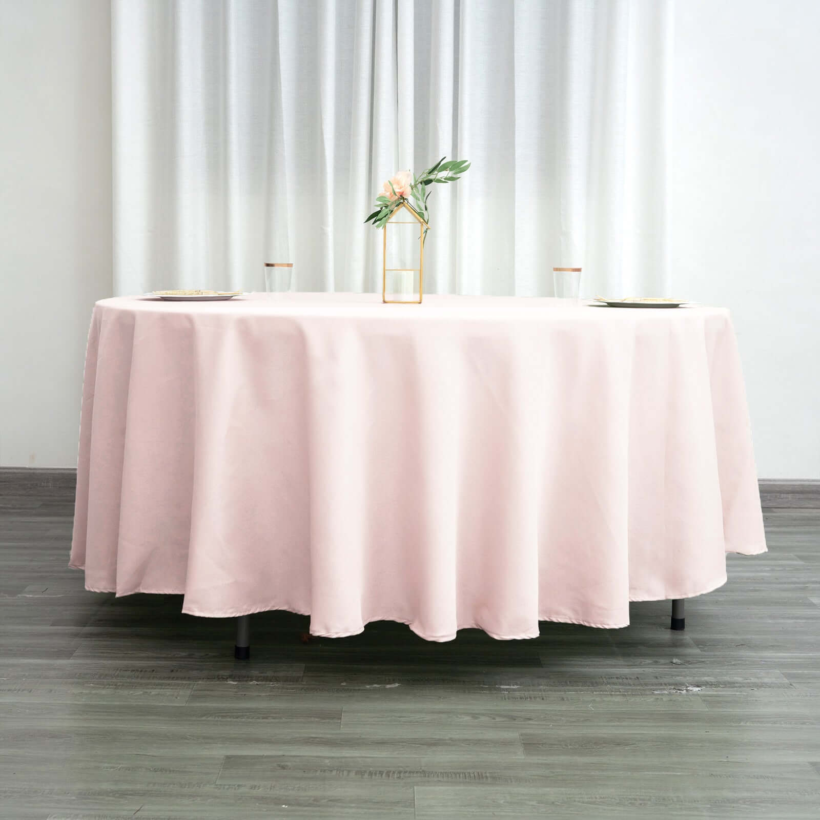 Polyester 108" Round Tablecloth Blush - Wrinkle-Resistant Table Cover
