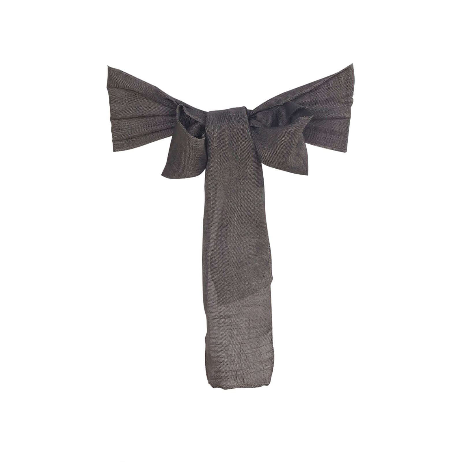 5 Pack Linen Chair Sashes 6"x108" Slubby Textured Charcoal Gray - Durable Wrinkle-Resistant Decor