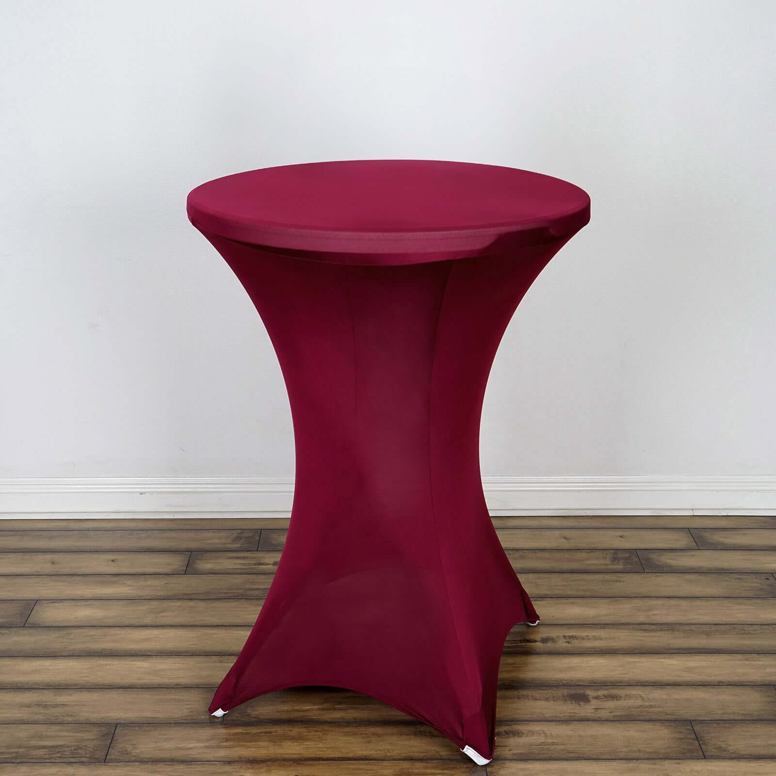 Spandex 24"-32" Round Cocktail Table Cover Burgundy - Easy to Maintain Stretch Fitted Highboy Tablecloth