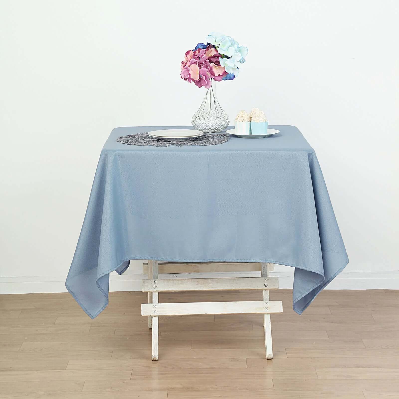Polyester Square 70"x70" Tablecloth Dusty Blue - Wrinkle-Resistant & Durable Table Cover