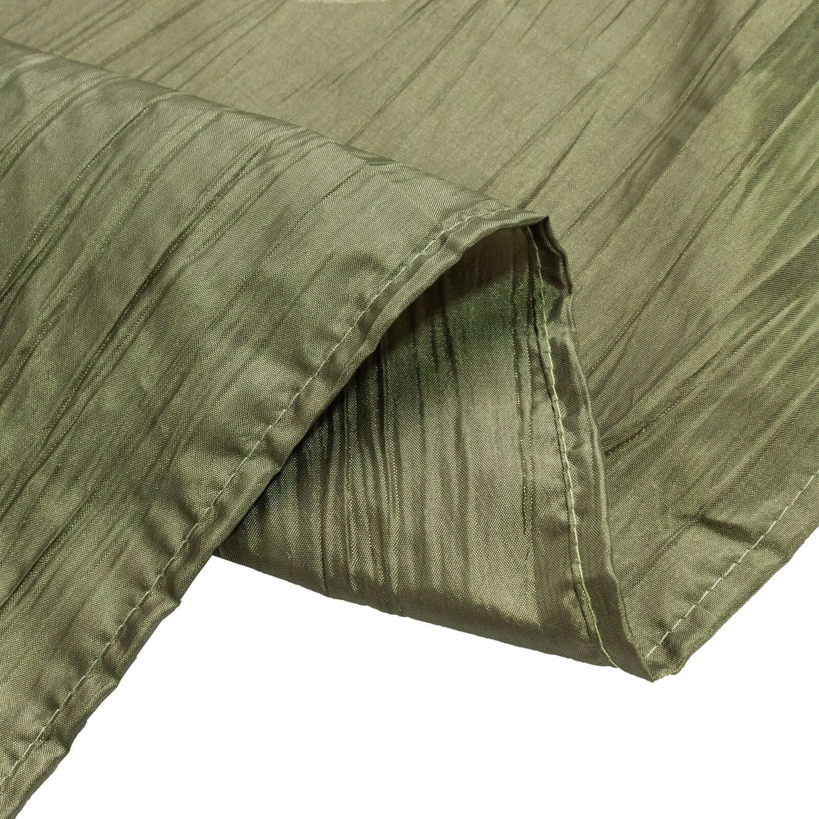 Taffeta 132" Round Tablecloth Dusty Sage Green - Seamless Accordion Crinkle Table Cover