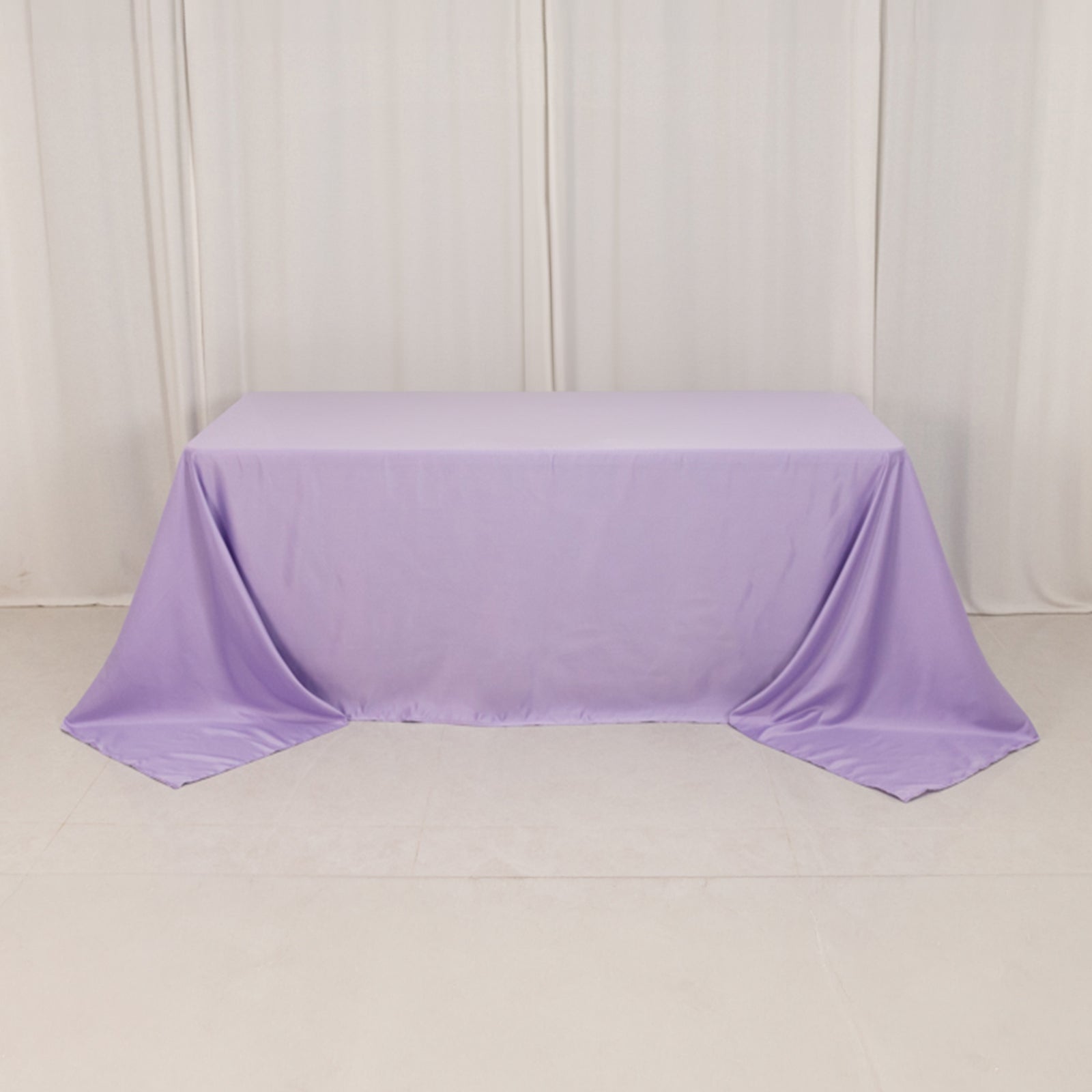 Lamour Satin 90"x132" Rectangle Tablecloth Lavender Lilac - Soft & Silk-Like Seamless Table Cover