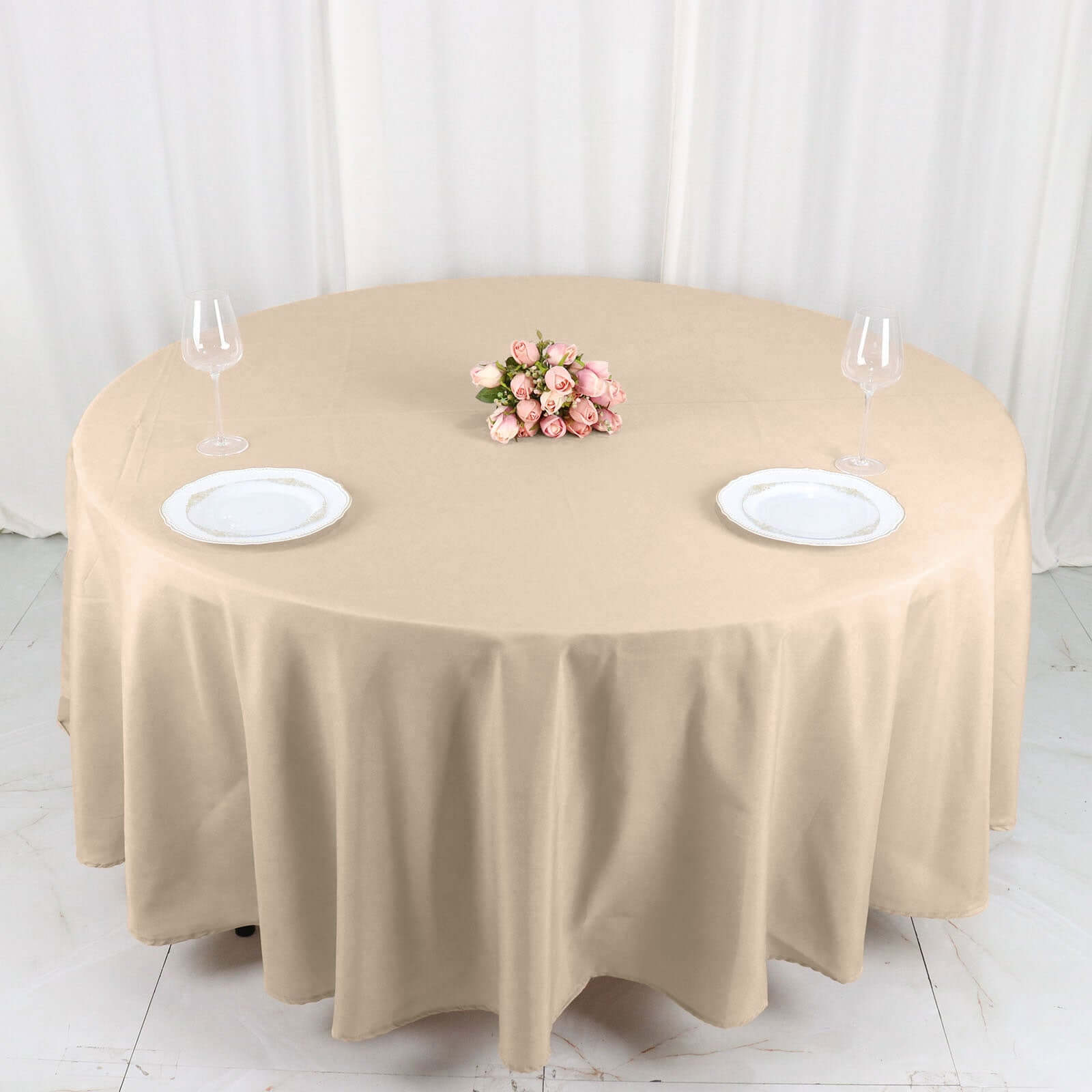Polyester 108" Round Tablecloth Nude - Wrinkle-Resistant Table Cover