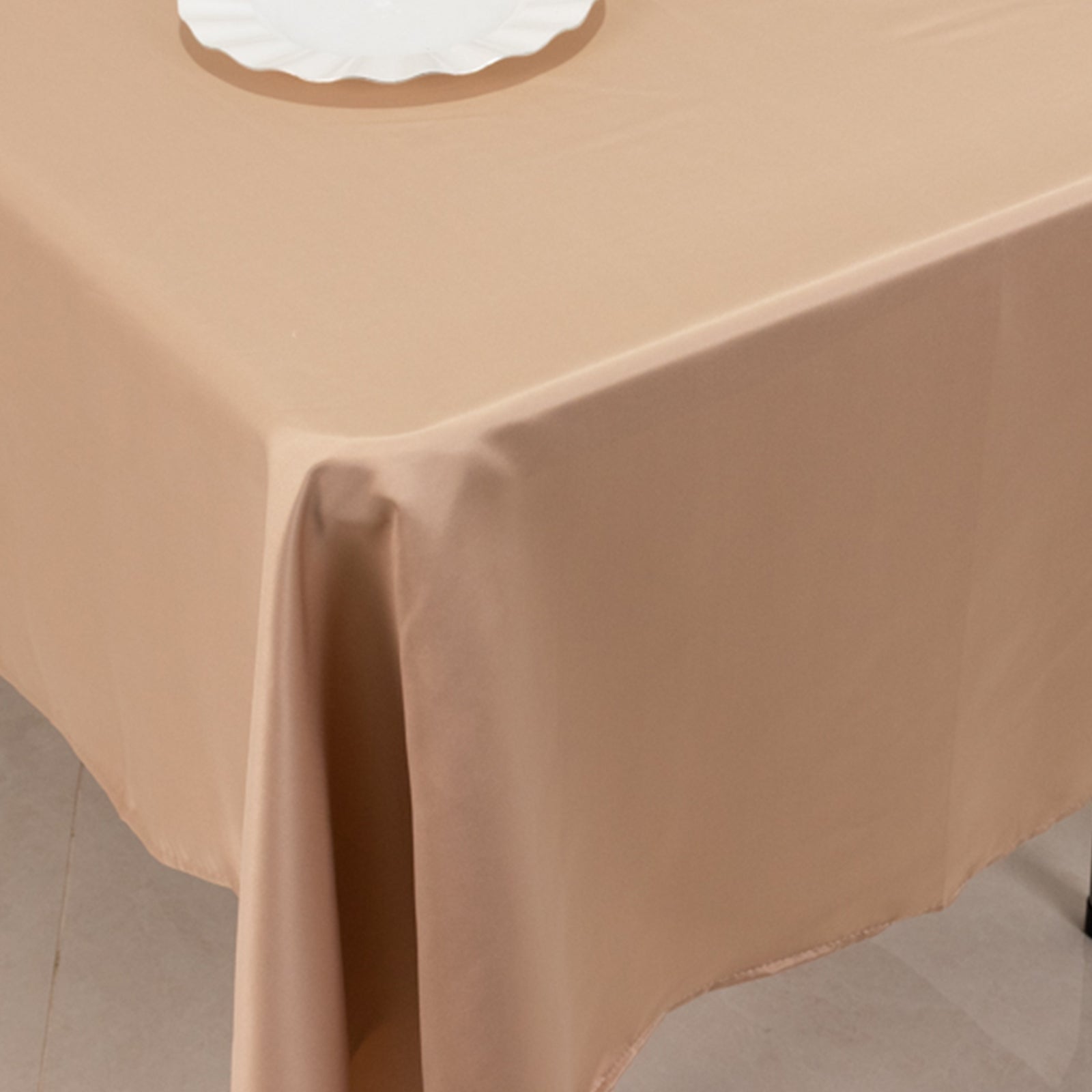 Lamour Satin 60"x102" Rectangle Tablecloth Nude - Durable & Silky Soft Feel Table Cover