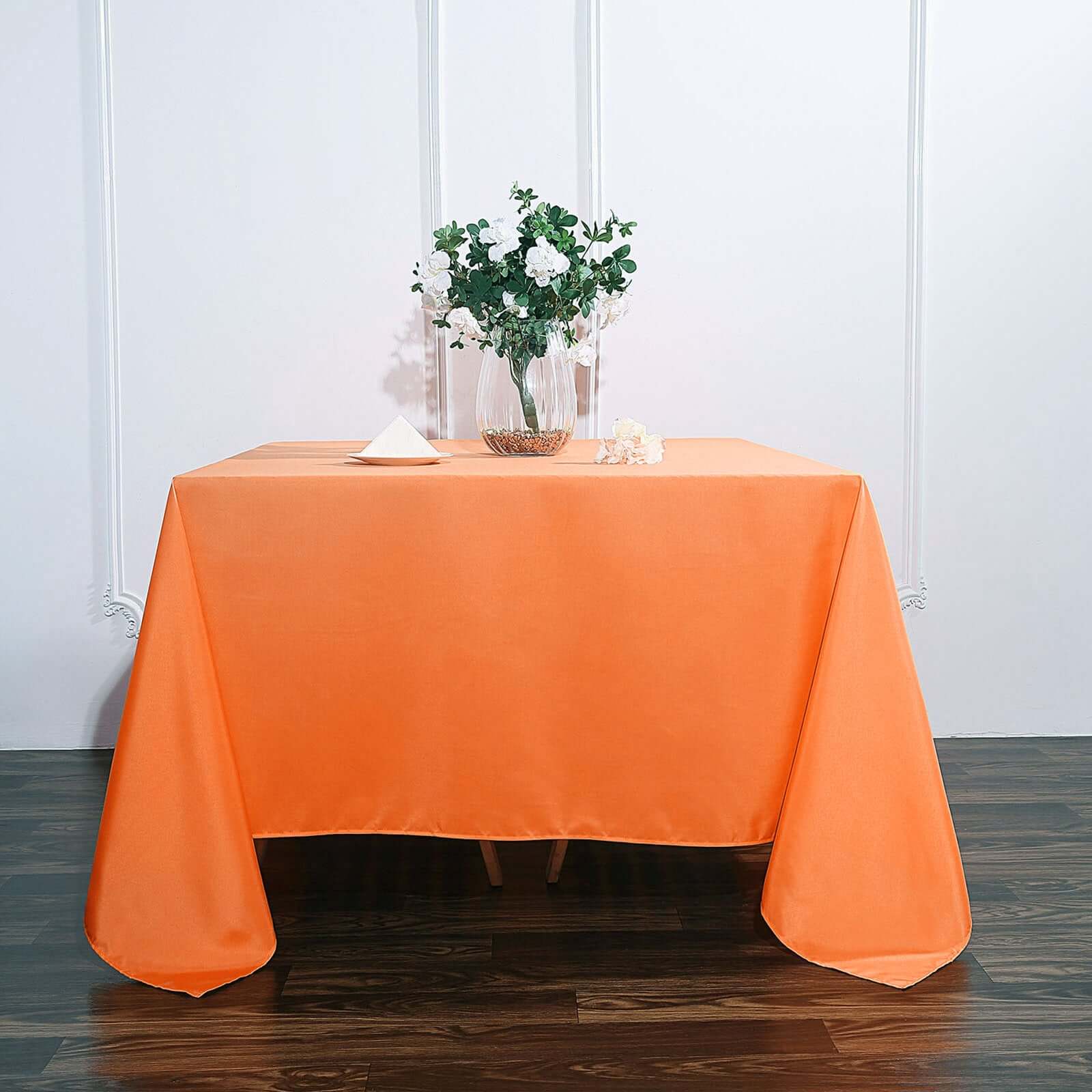 Polyester Square 90"x90" Tablecloth Orange - Wrinkle-Resistant & Durable Table Cover