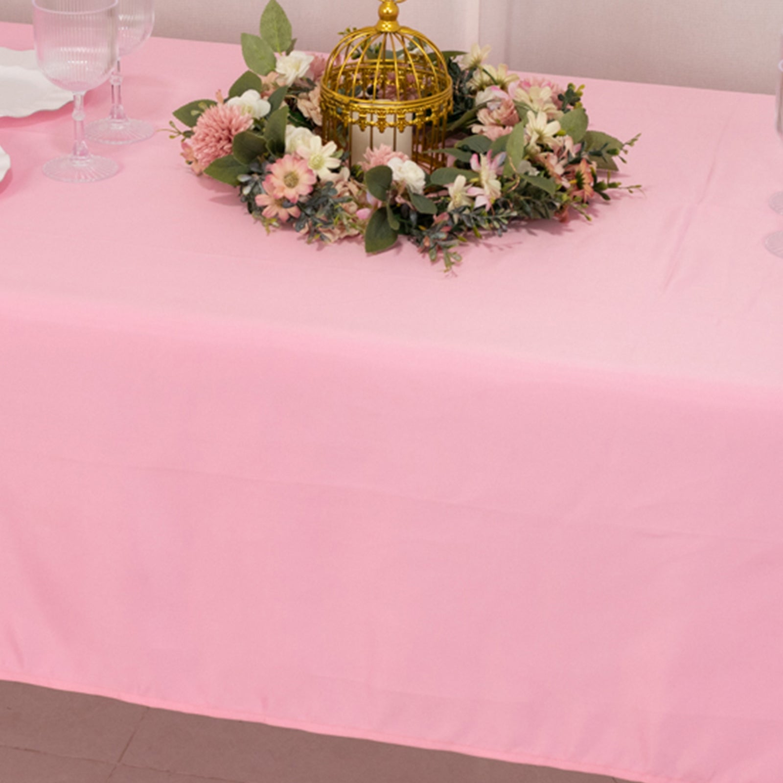 Lamour Satin 60"x102" Rectangle Tablecloth Pink - Durable & Silky Soft Feel Table Cover
