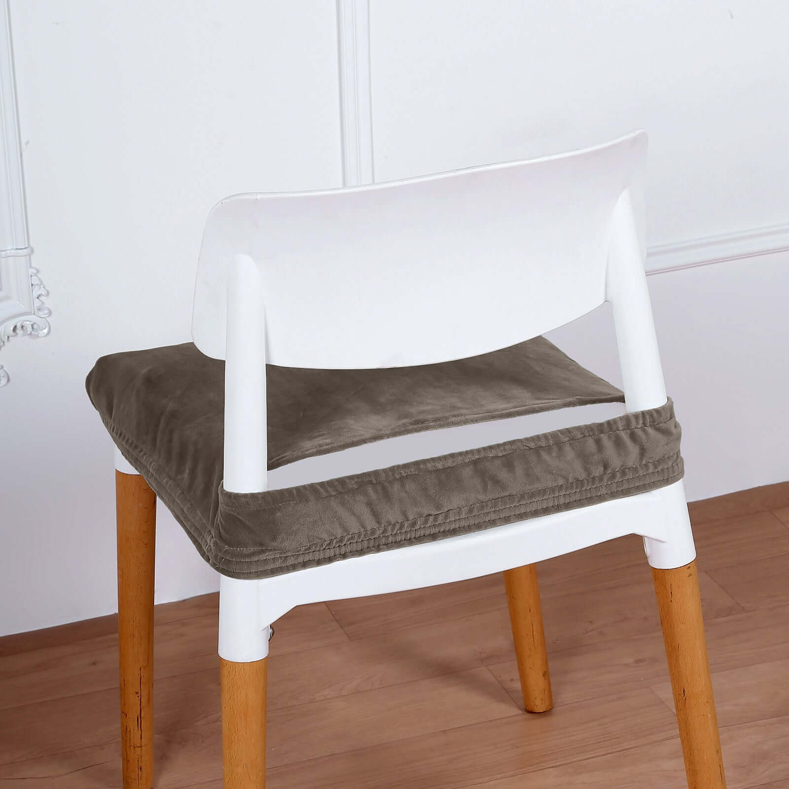 Velvet Chair Cushion Protector Stretch with Tie for Dining Chairs Charcoal Gray - Durable Cover for Formal Gatherings