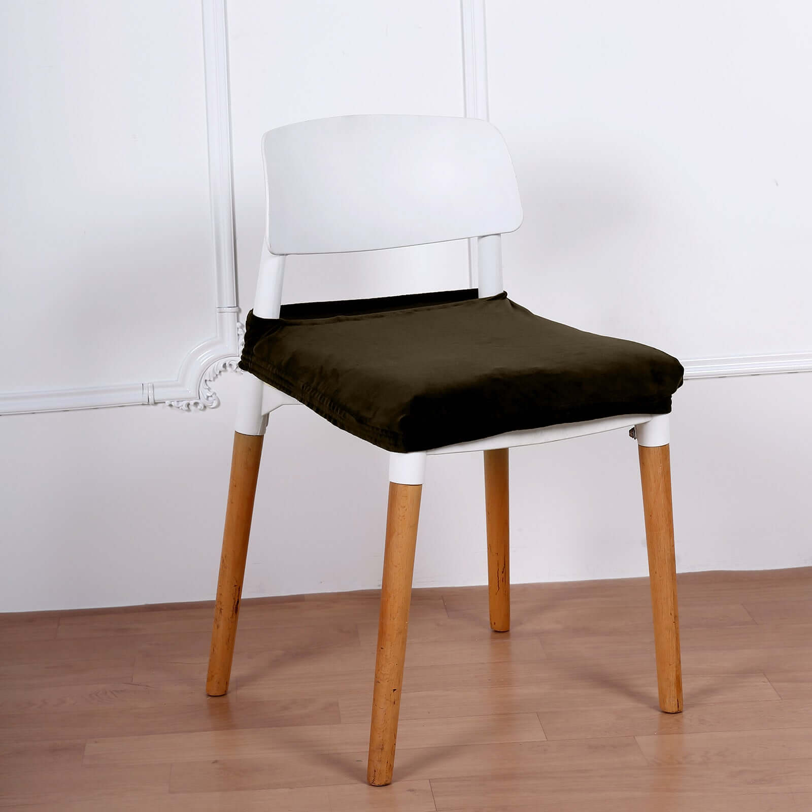 Velvet Chair Cushion Protector Stretch with Tie for Dining Chairs Chocolate - Durable Cover for Formal Gatherings