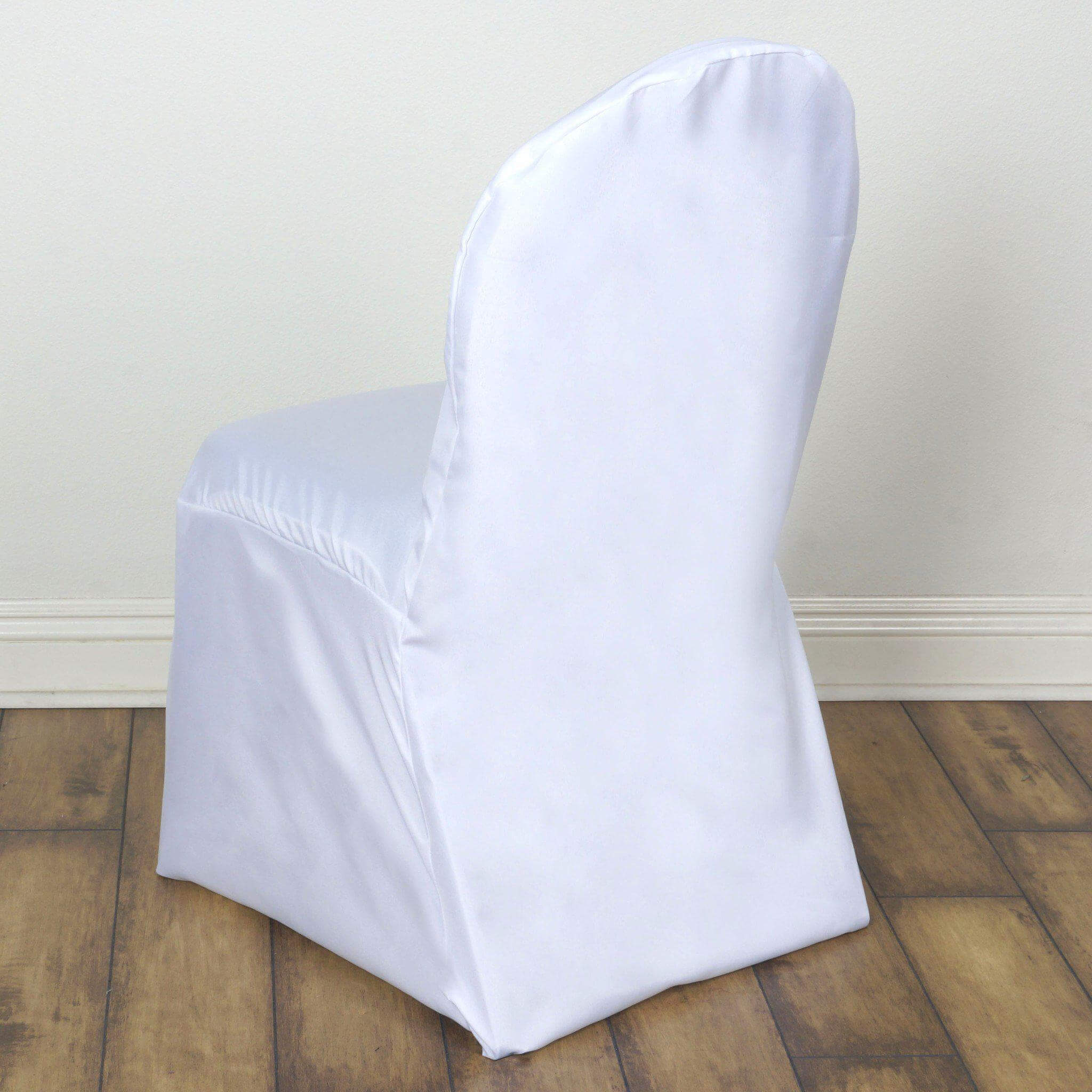 Polyester Slip On Banquet Chair Covers White - Stain-Resistant Reusable Durable Fabric
