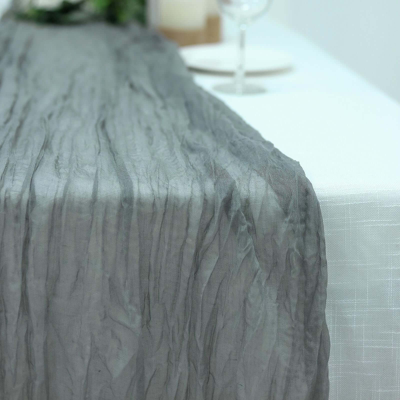 Gauze Cheesecloth 10ft Table Runner Gray - Rustic Boho Style