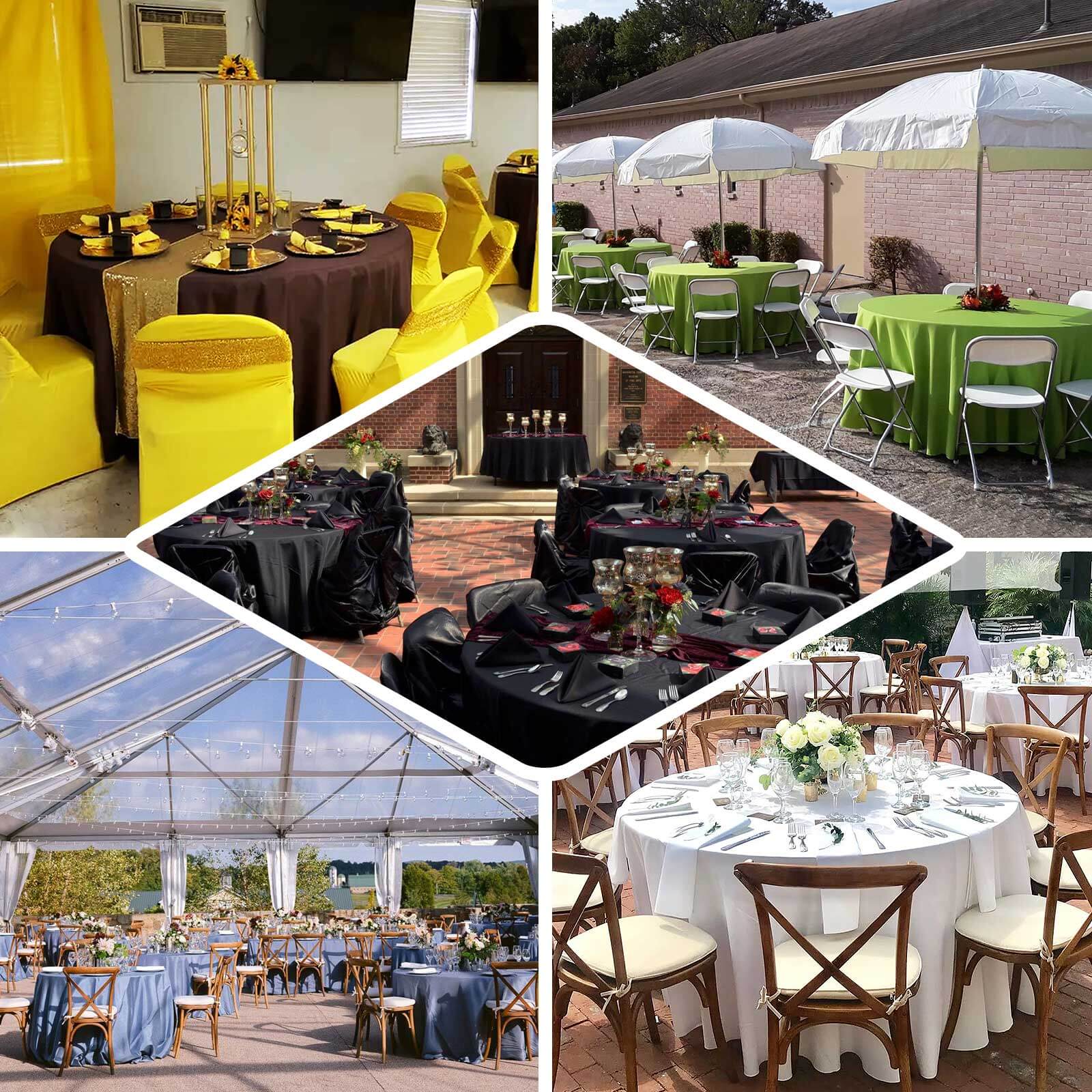 Polyester 120" Round Tablecloth Yellow - Seamless Wrinkle-Resistant Table Cover